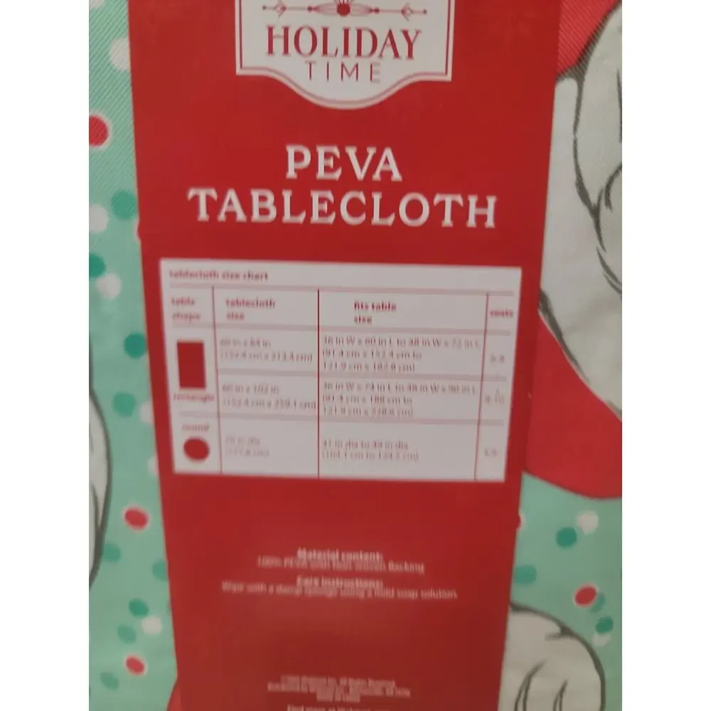 Holiday Time PEVA Tablecloth 60